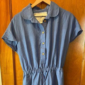 notPerfectLinen PERTH collar linen dress Cornflower Blue Size: M/L